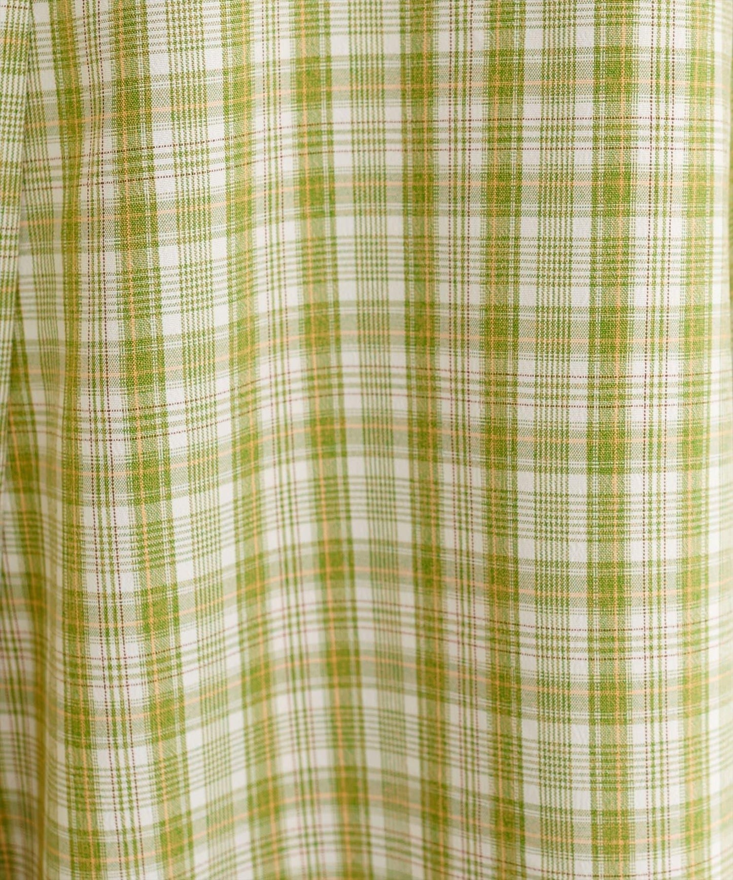 前褶格紋連衣裙