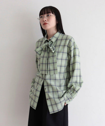 格紋大蝴蝶結襯衫
