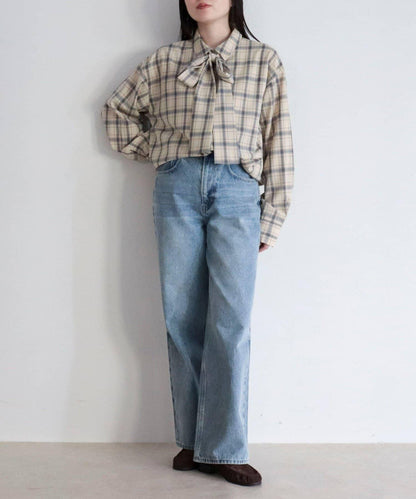 格紋大蝴蝶結襯衫