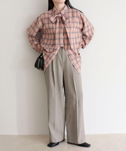 格紋大蝴蝶結襯衫