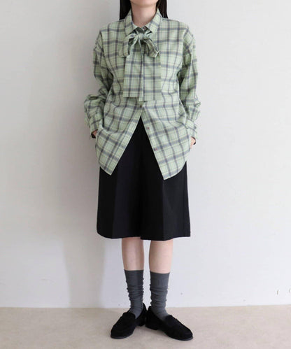 格紋大蝴蝶結襯衫
