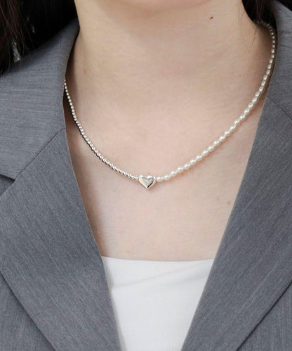 心形雙色吊墜項鍊