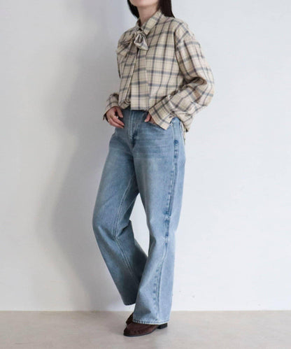 格紋大蝴蝶結襯衫