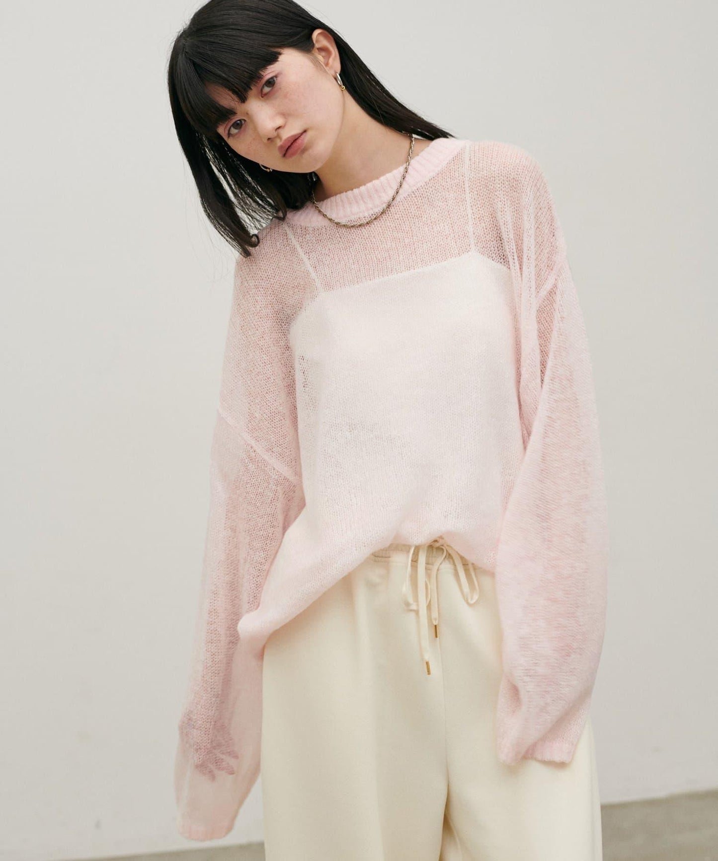 馬海毛鏤空針織套頭衫