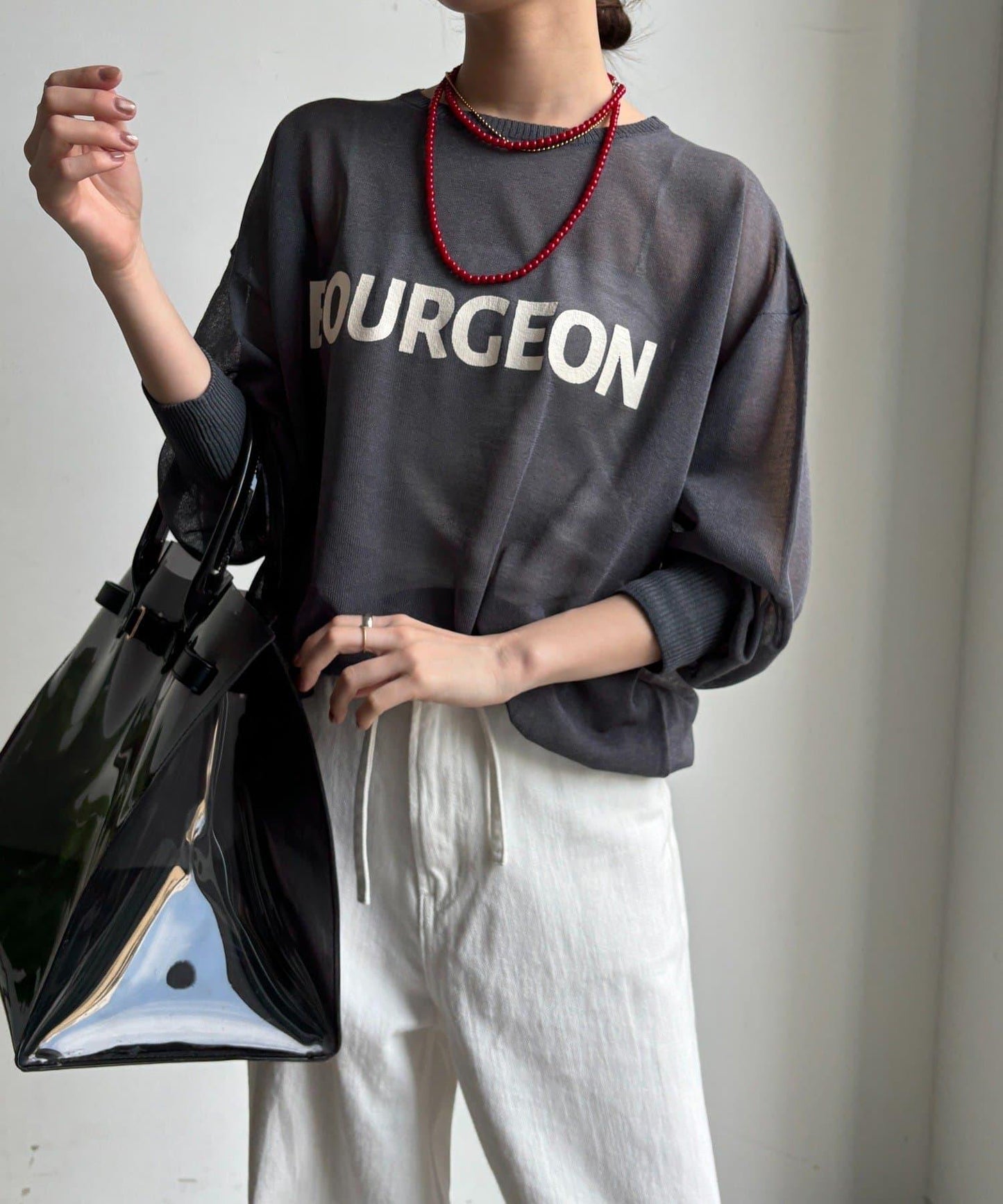 透紗LOGO針織上衣