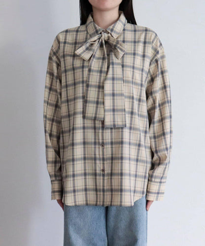 格紋大蝴蝶結襯衫