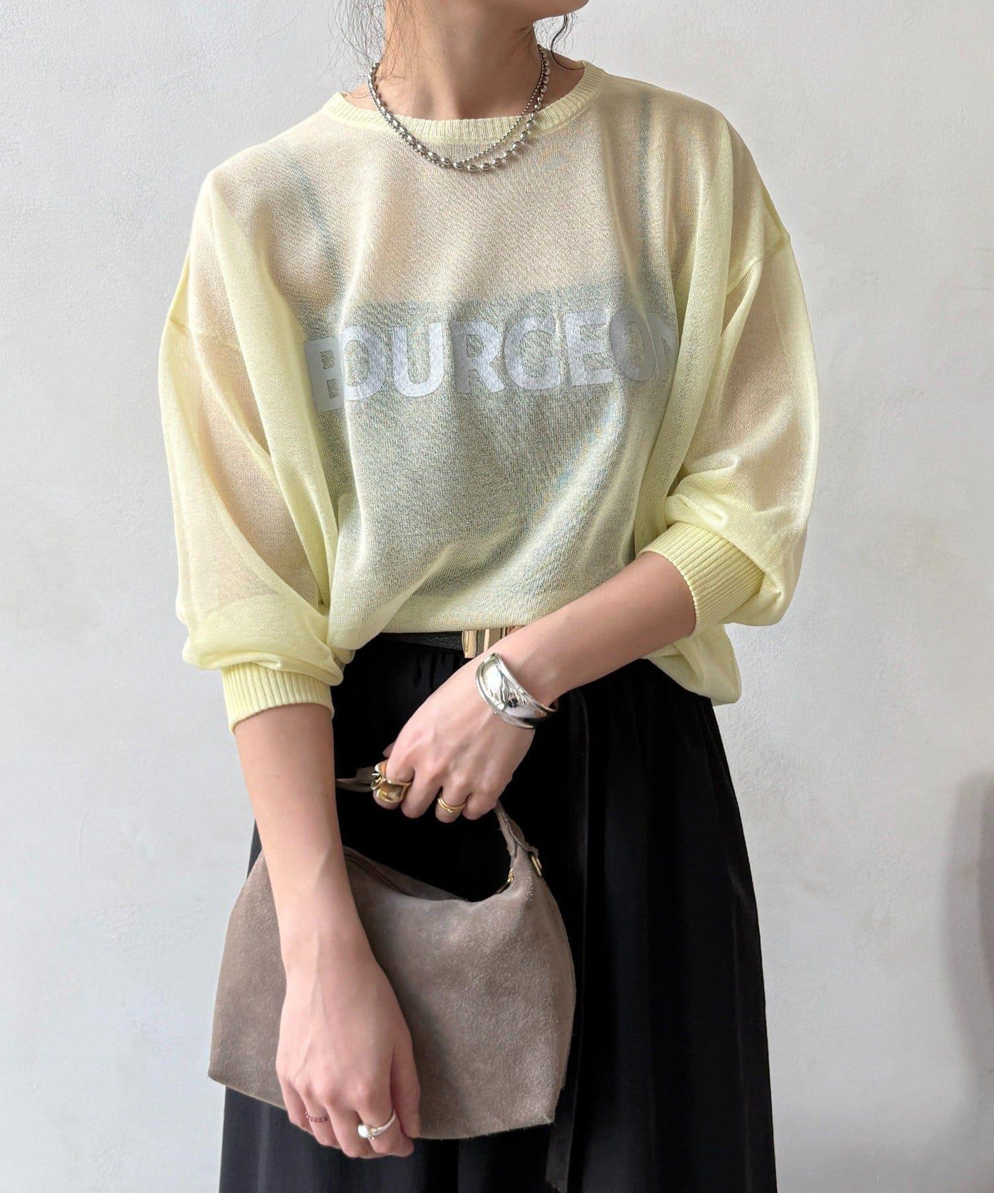 透紗LOGO針織上衣