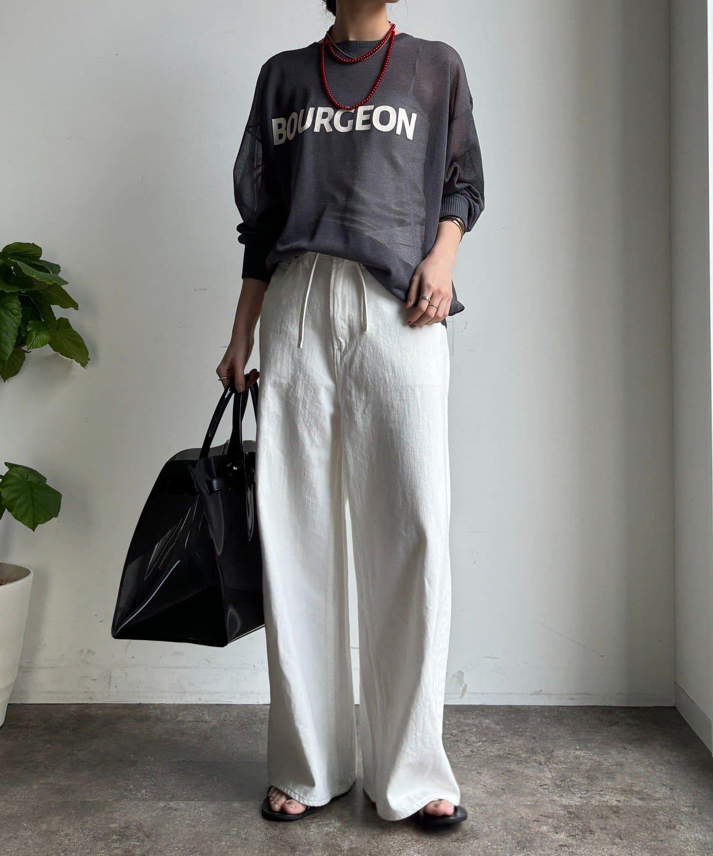 透紗LOGO針織上衣