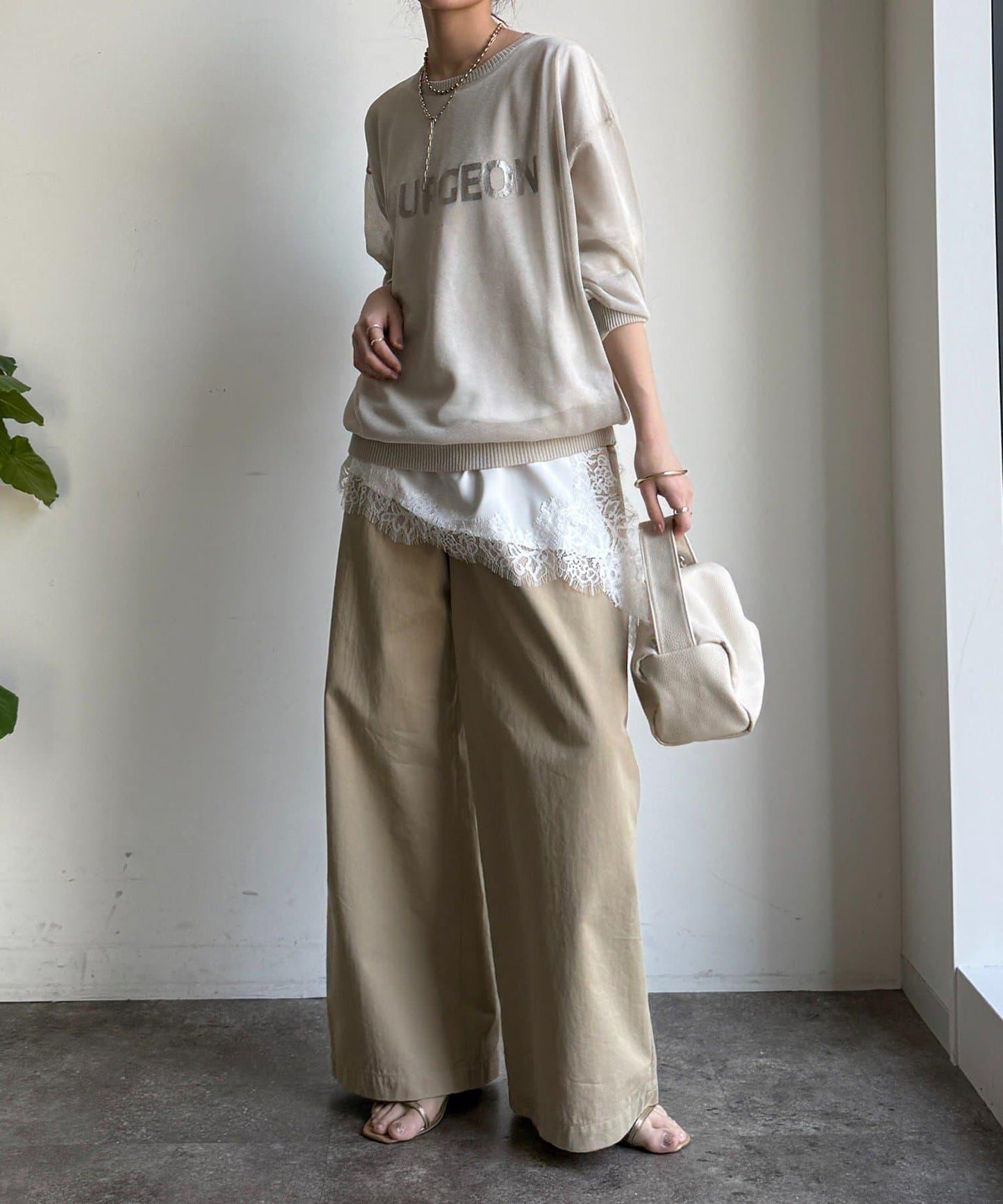 透紗LOGO針織上衣