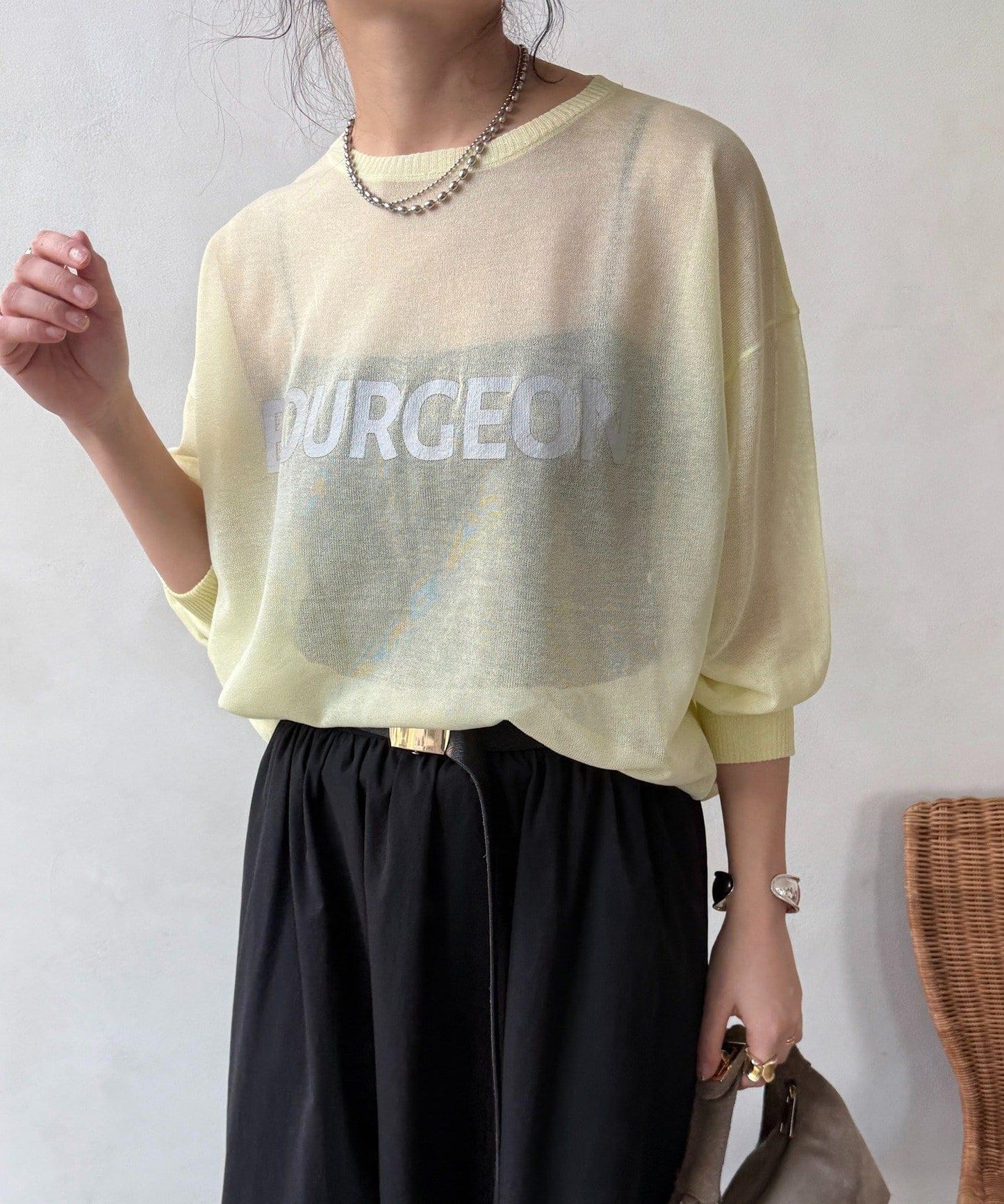 透紗LOGO針織上衣