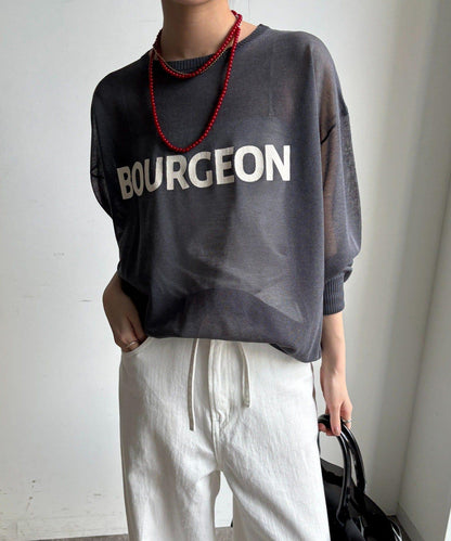 透紗LOGO針織上衣