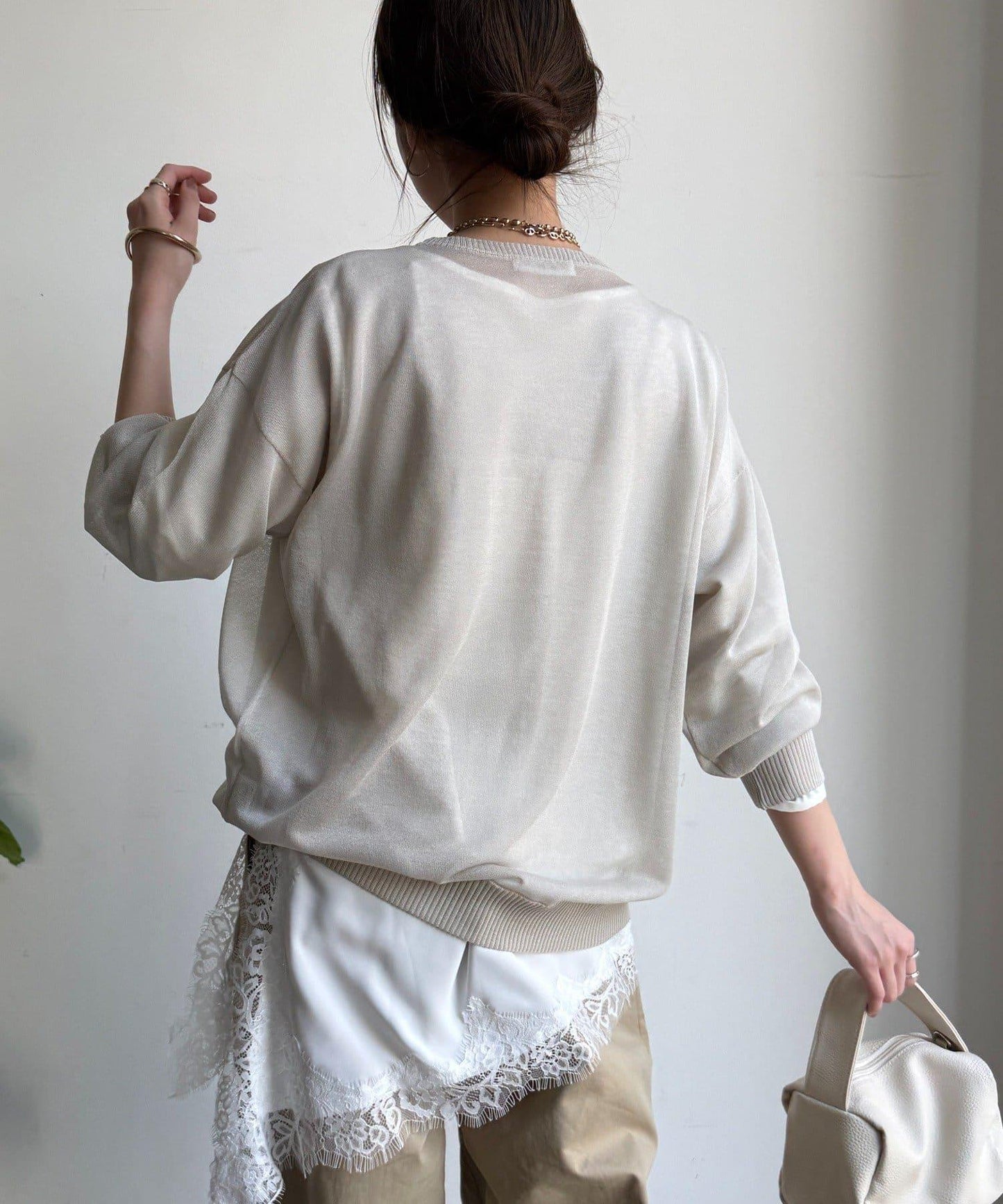 透紗LOGO針織上衣