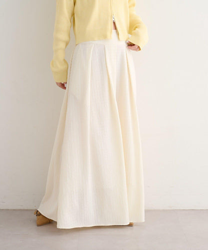 格紋與純色打褶傘擺半身裙 B款