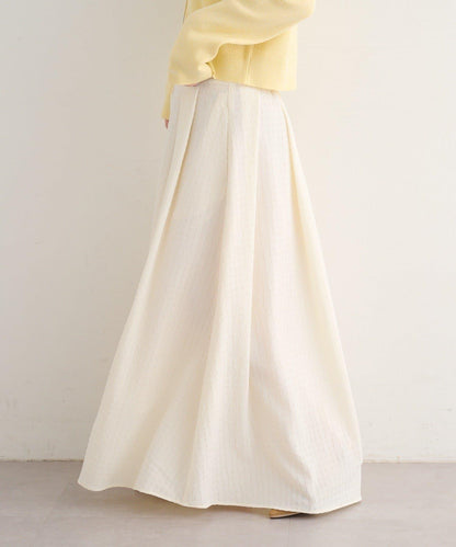 格紋與純色打褶傘擺半身裙 B款