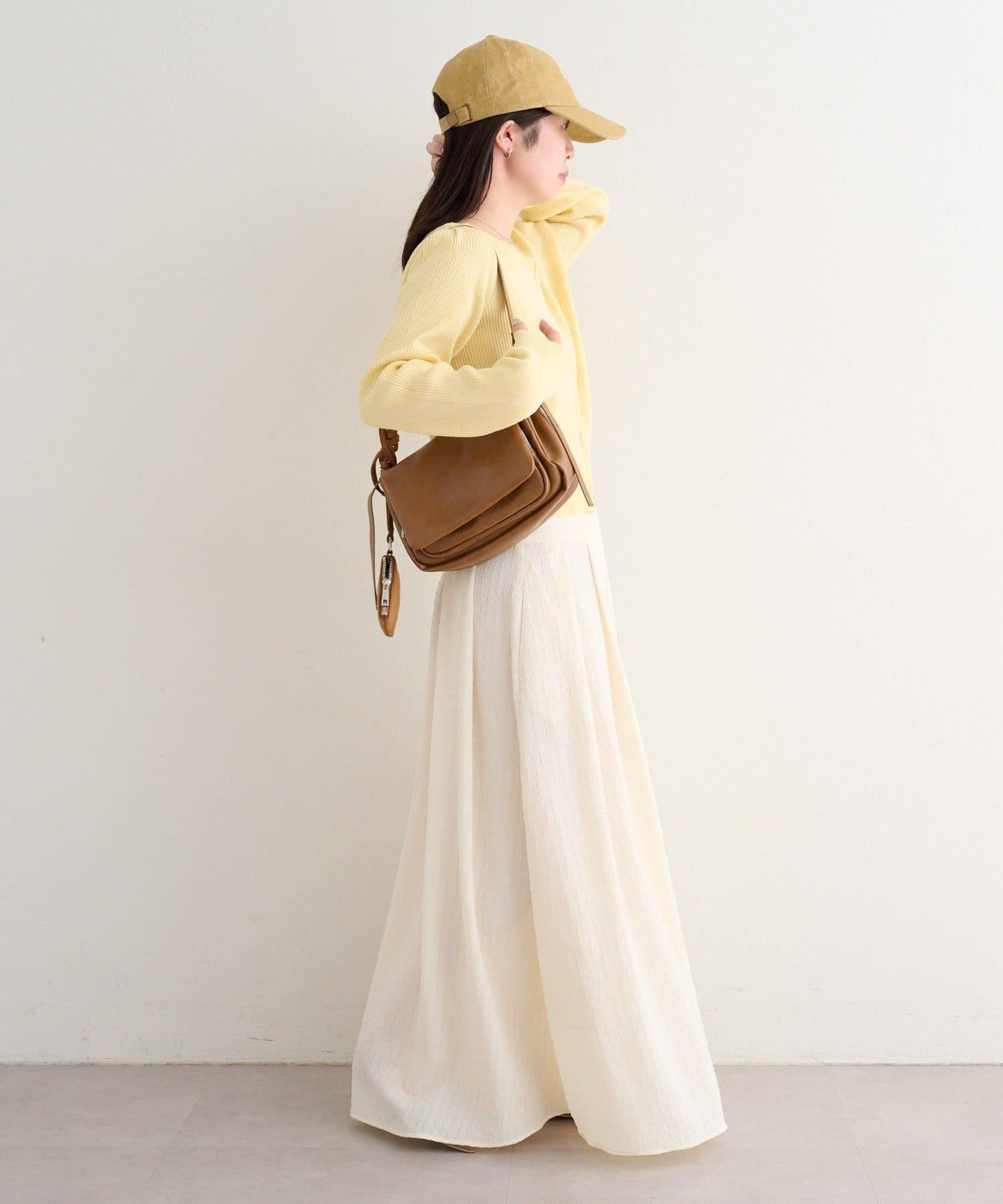 格紋與純色打褶傘擺半身裙 B款