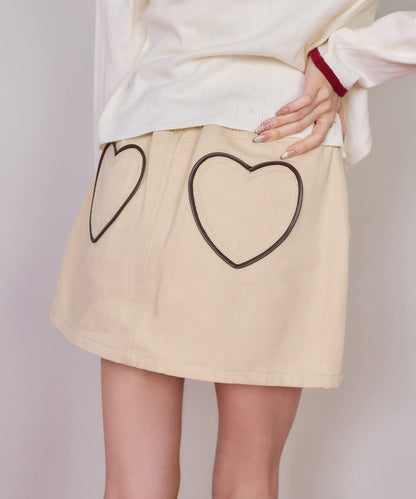 one after another 心形設計 牛仔迷你半身裙