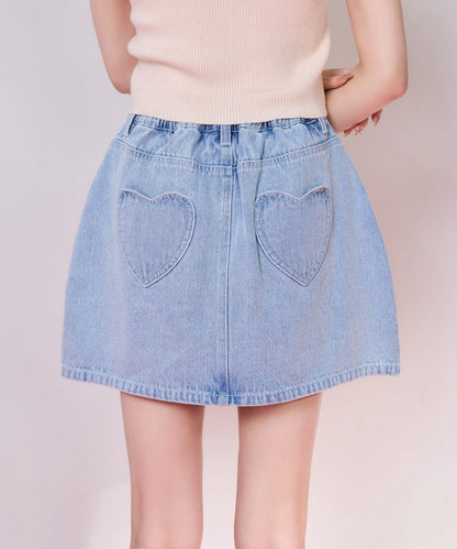 one after another 心形設計 牛仔迷你半身裙