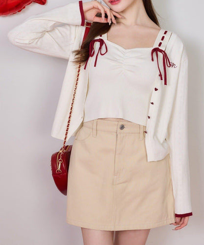 one after another 心形設計 牛仔迷你半身裙