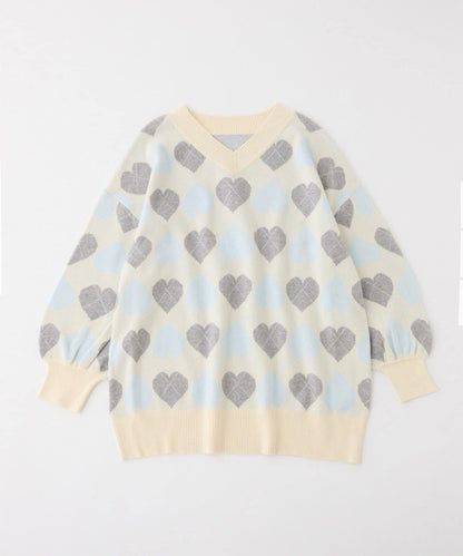 one after another 心形菱格 針織迷你連衣裙