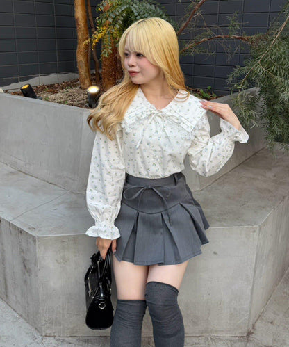 Another Branch 壓褶蕾絲大翻領襯衫