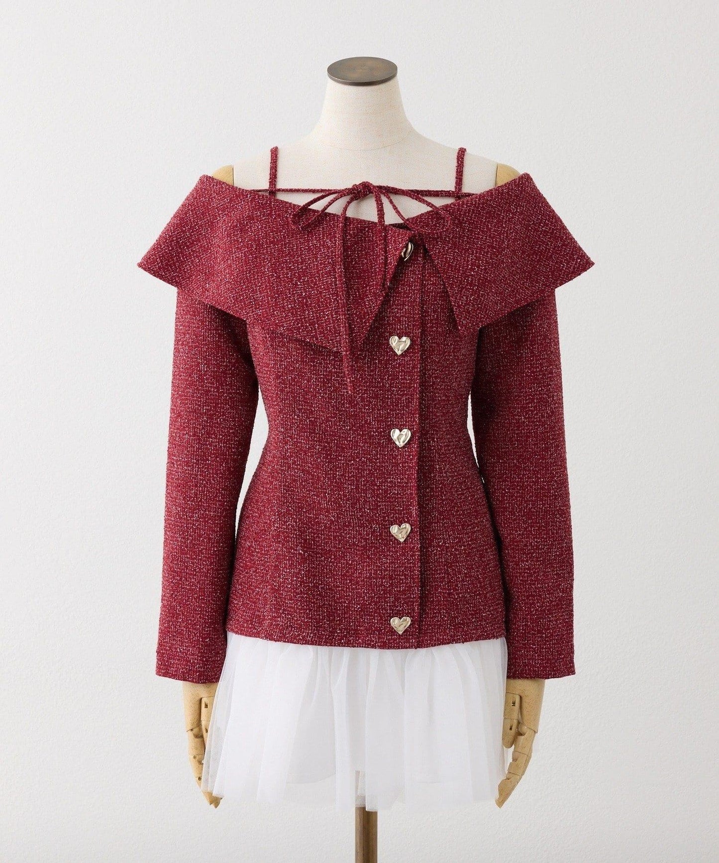 one after another 心形紐扣拼接 迷你連衣裙