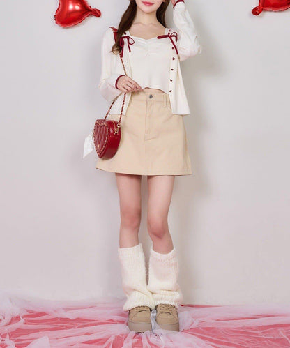 one after another 心形設計 牛仔迷你半身裙