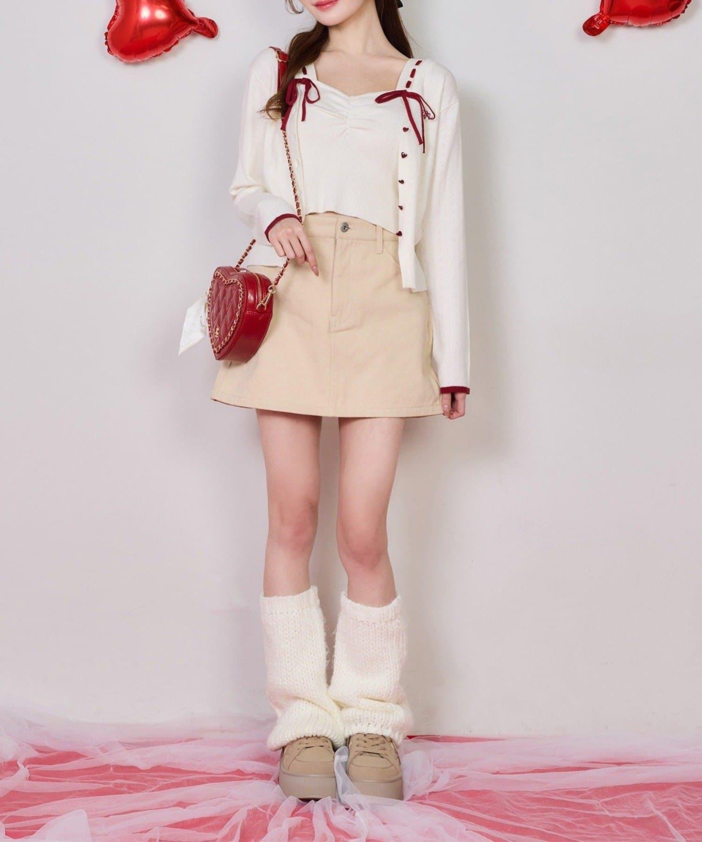 one after another 心形設計 牛仔迷你半身裙