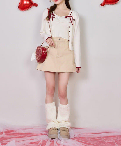 one after another 心形設計 牛仔迷你半身裙