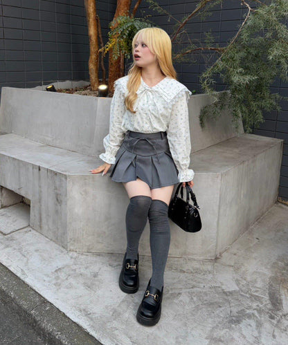 Another Branch 壓褶蕾絲大翻領襯衫