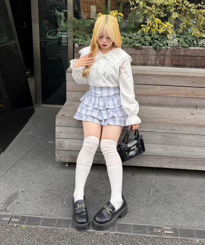 Another Branch 壓褶蕾絲大翻領襯衫