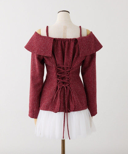 one after another 心形紐扣拼接 迷你連衣裙