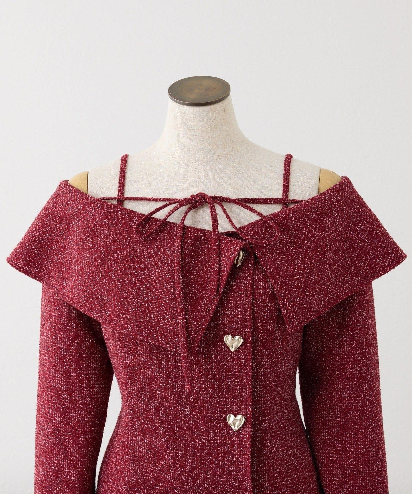 one after another 心形紐扣拼接 迷你連衣裙