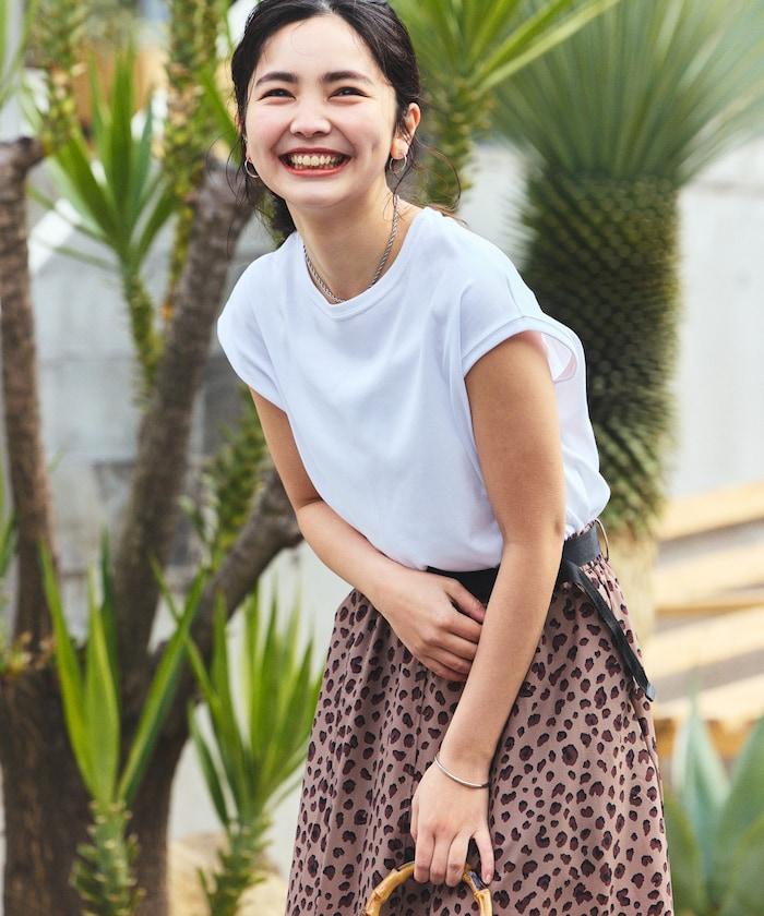 聯名 UV防護 牛仔風 豹紋 T恤半身裙套裝