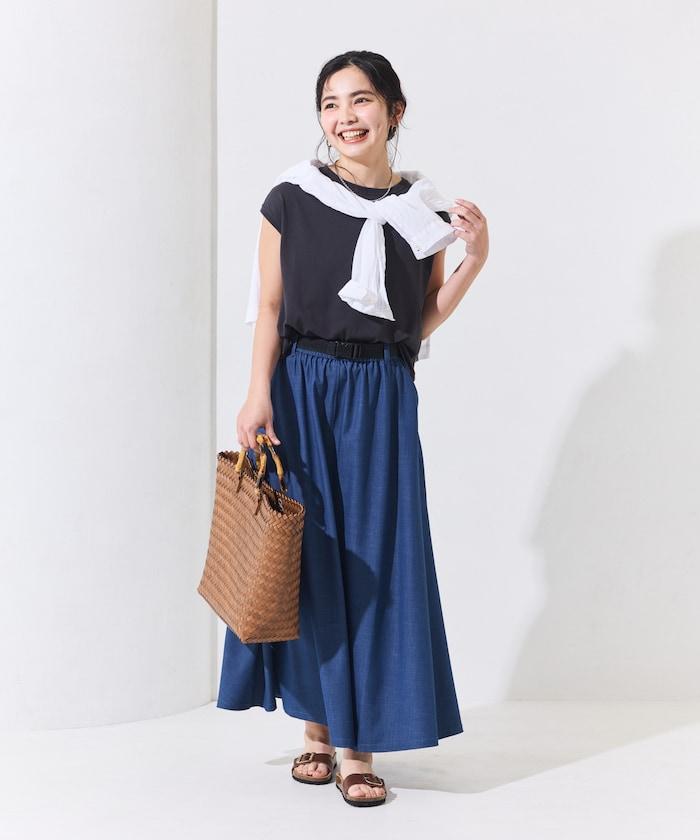 聯名 UV防護 牛仔風 豹紋 T恤半身裙套裝