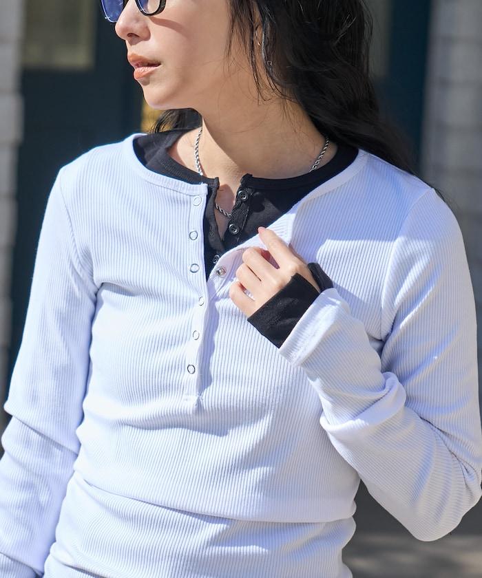 棉莫代爾 亨利領 疊穿 長袖T恤 組合款