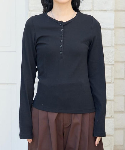 棉莫代爾 亨利領 疊穿 長袖T恤 組合款