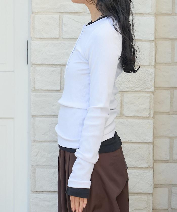 棉莫代爾 亨利領 疊穿 長袖T恤 組合款