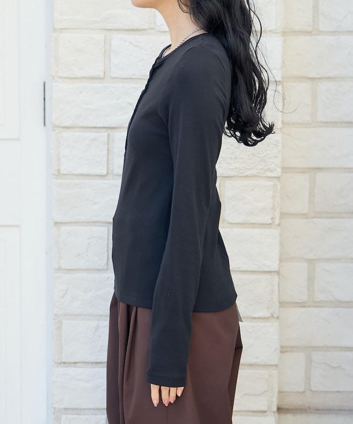 棉莫代爾 亨利領 疊穿 長袖T恤 組合款