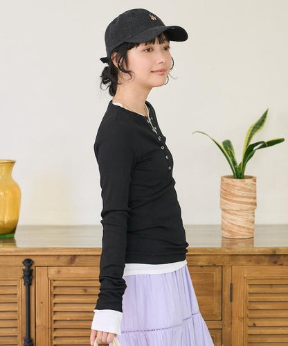 棉莫代爾 亨利領 疊穿 長袖T恤 組合款