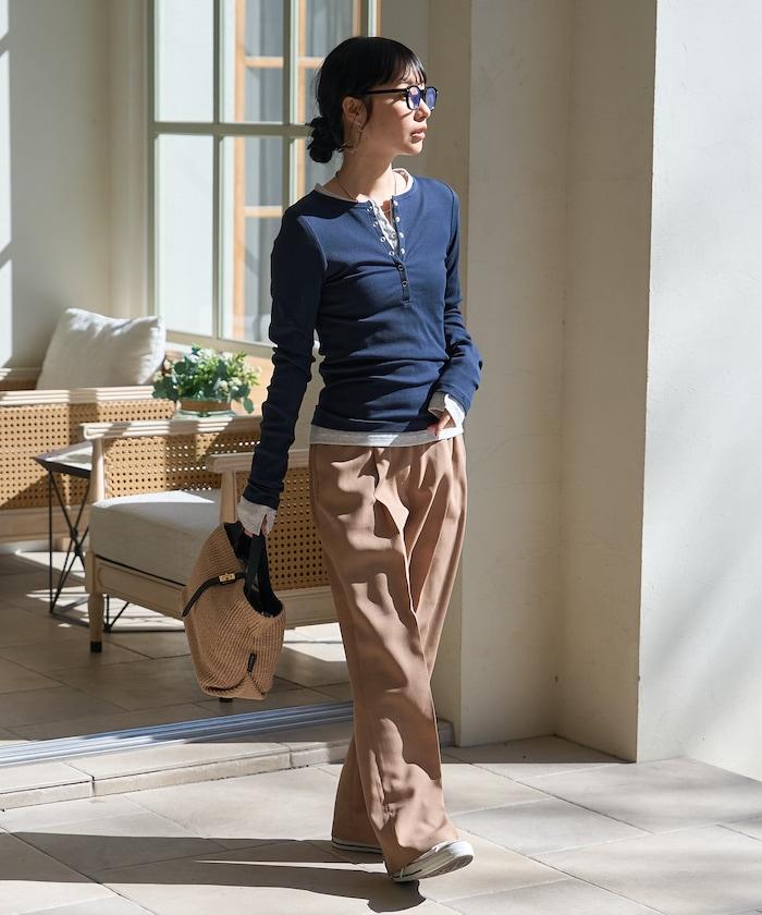 棉莫代爾 亨利領 疊穿 長袖T恤 組合款