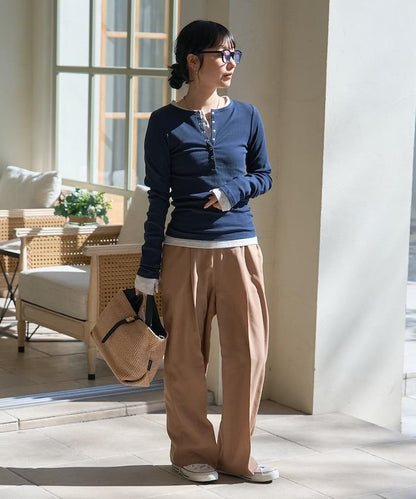 棉莫代爾 亨利領 疊穿 長袖T恤 組合款