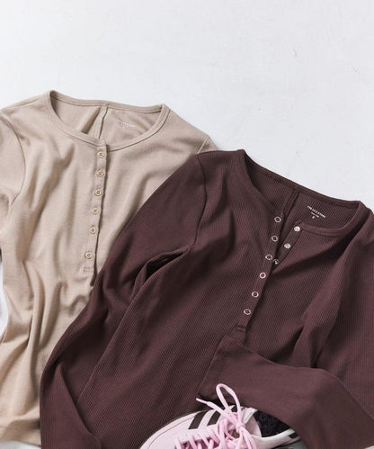 棉莫代爾 亨利領 疊穿 長袖T恤 組合款