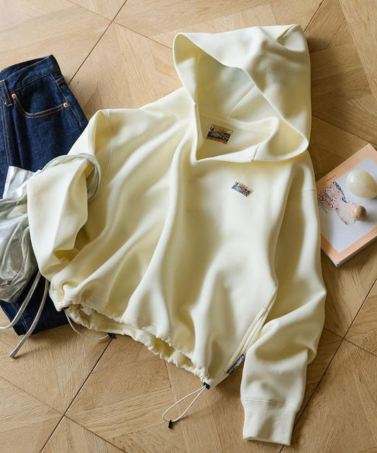 空氣層抽繩V領設計連帽衛衣