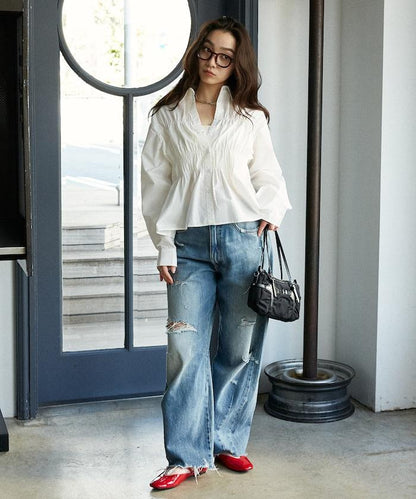 抽褶設計 襯衫上衣