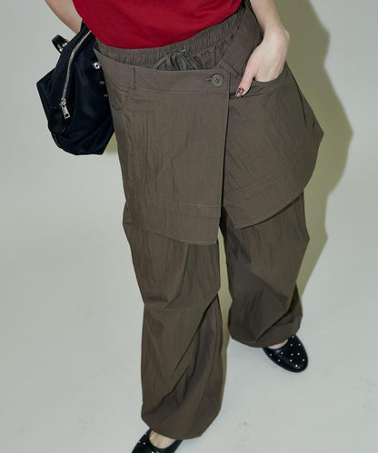 2WAY可拆卸圍裹設計 尼龍褲