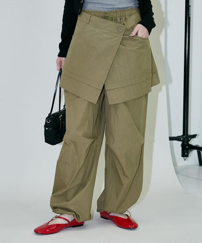 2WAY可拆卸圍裹設計 尼龍褲