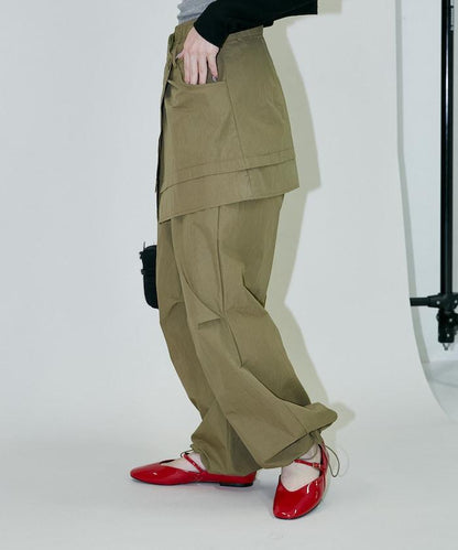 2WAY可拆卸圍裹設計 尼龍褲