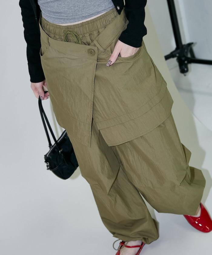 2WAY可拆卸圍裹設計 尼龍褲