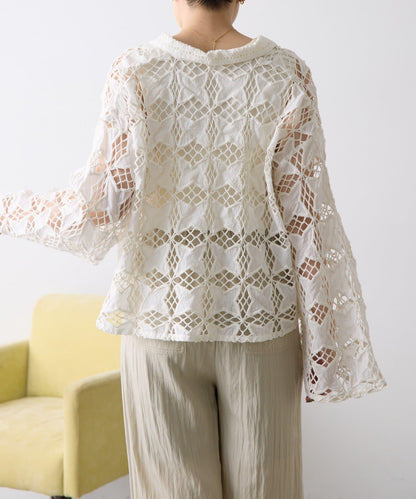 棉100% 透膚吸溼 蕾絲襯衫開衫 SUM1 STYLE（スミスタイル）