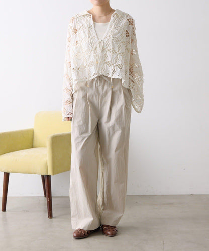 棉100% 透膚吸溼 蕾絲襯衫開衫 SUM1 STYLE（スミスタイル）